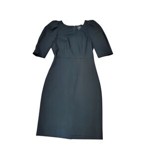 J Crew Italian Wool Puff Sleeve Sheath Dress Black Womens 4 Career Work